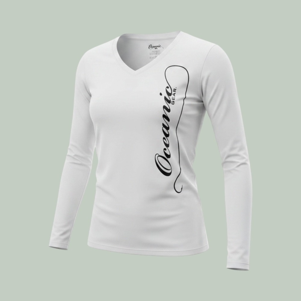 Oceanic Gear Womens White Long Sleeve Fishing Performance Shirt Fish Graphic M